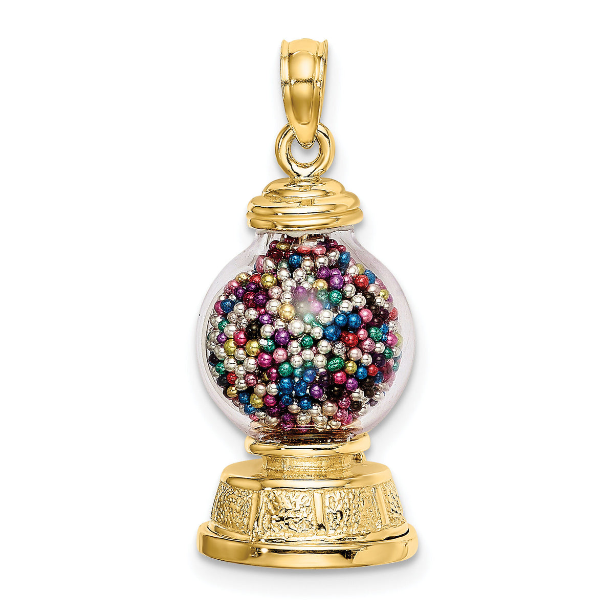 14K 3-D Moveable Gumball Machine Glass Pendant-K7307