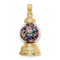 14K 3-D Moveable Gumball Machine Glass Pendant-K7307