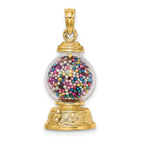 14K 3-D Moveable Gumball Machine Glass Pendant-K7307