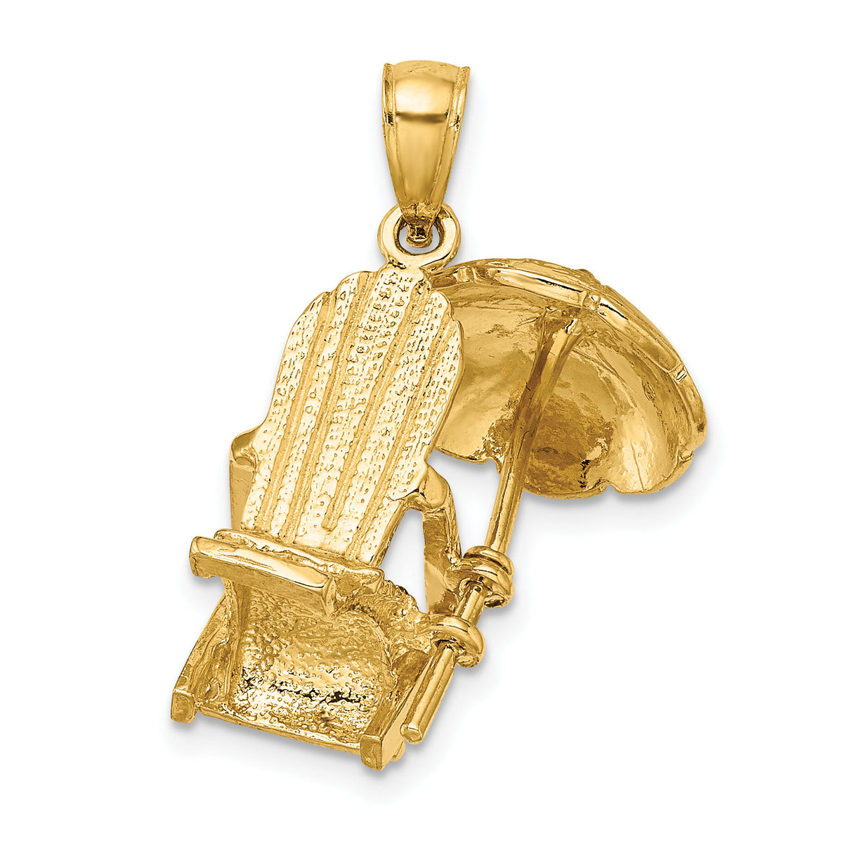 14K 3-D Beach Chair w/ Umbrella Charm-K7316