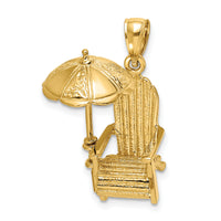 14K 3-D Beach Chair w/ Umbrella Charm-K7316