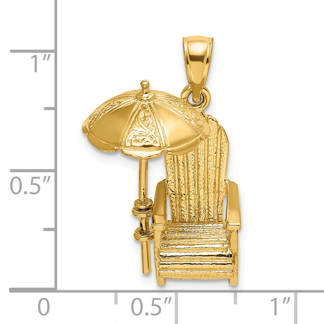 14K 3-D Beach Chair w/ Umbrella Charm-K7316