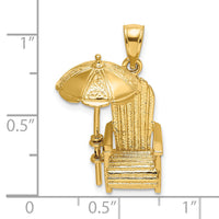 14K 3-D Beach Chair w/ Umbrella Charm-K7316