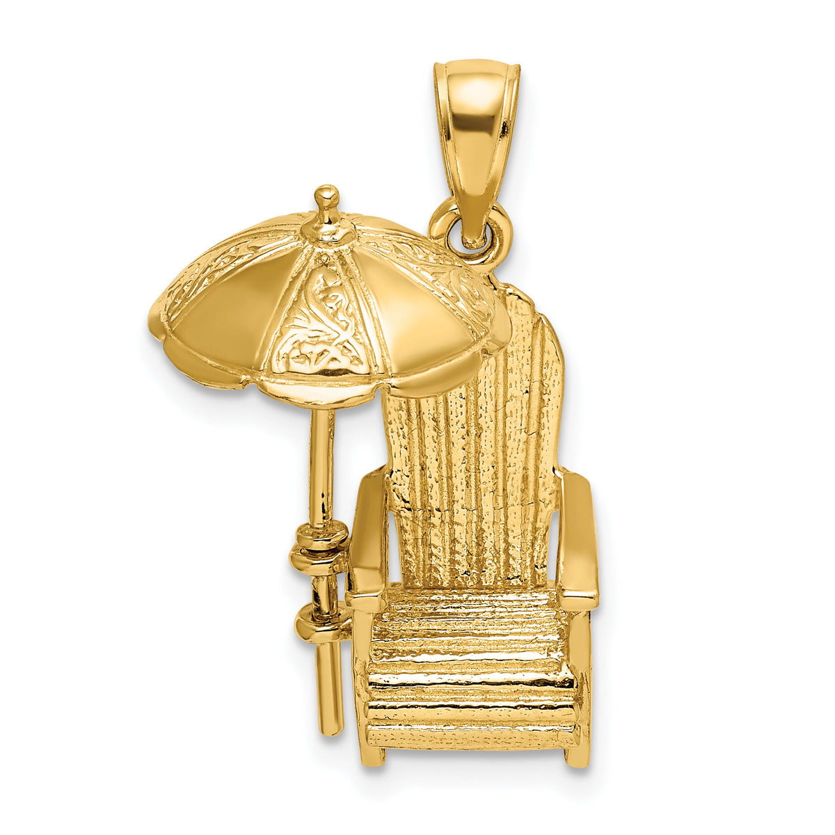 14K 3-D Beach Chair w/ Umbrella Charm-K7316