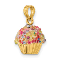 14K 3-D w/Colored Bead Icing Cupcake Charm-K7317