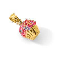 14K 3-D w/Colored Bead Icing Cupcake Charm-K7317