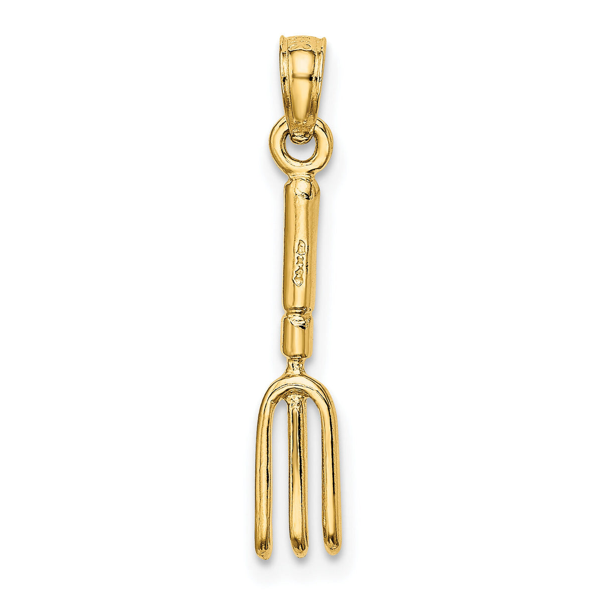 14K 3-D  Fork Garden Tool Charm-K7318