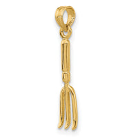 14K 3-D  Fork Garden Tool Charm-K7318