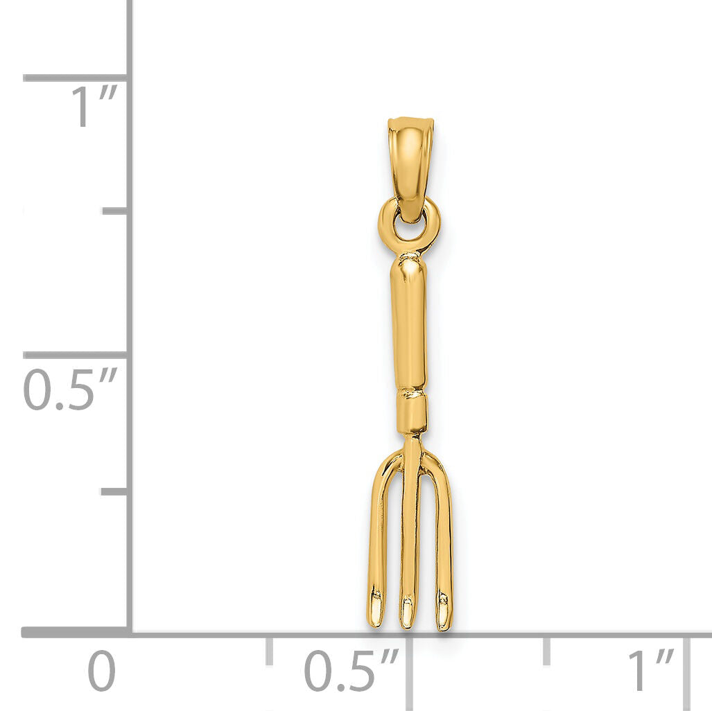 14K 3-D  Fork Garden Tool Charm-K7318