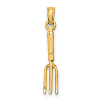14K 3-D  Fork Garden Tool Charm-K7318