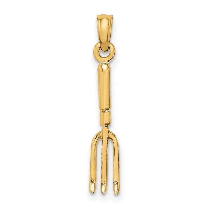 14K 3-D  Fork Garden Tool Charm-K7318