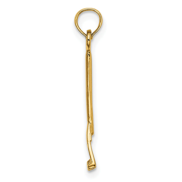 14K 3-D Leaf Rake Garden Tool Charm-K7321