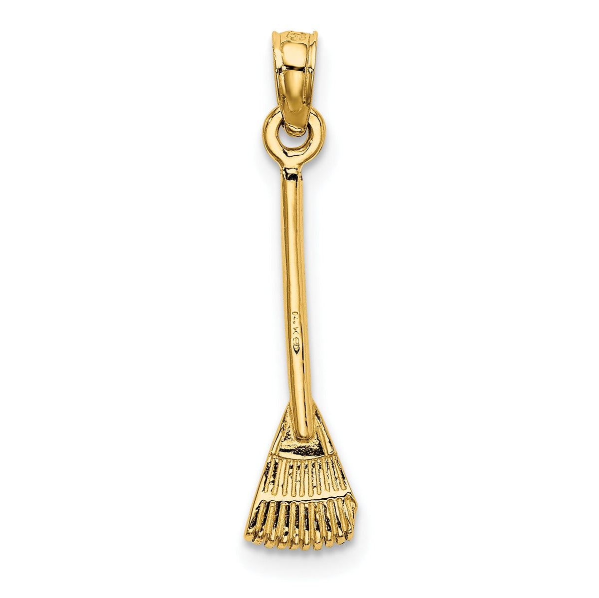 14K 3-D Leaf Rake Garden Tool Charm-K7321