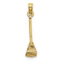 14K 3-D Leaf Rake Garden Tool Charm-K7321