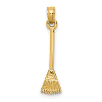 14K 3-D Leaf Rake Garden Tool Charm-K7321