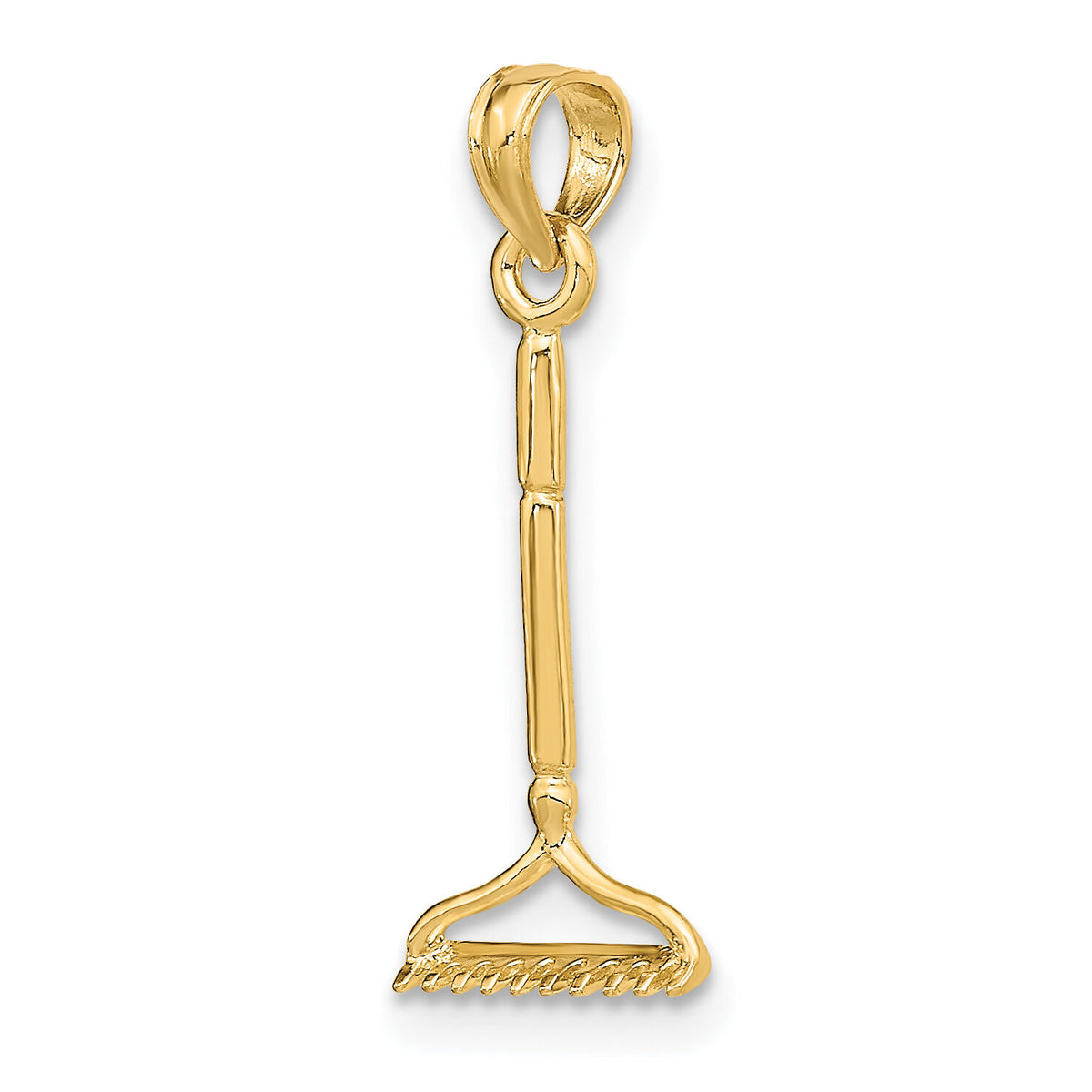 14K 3-D Landscape Rake Garden Tool Charm-K7322