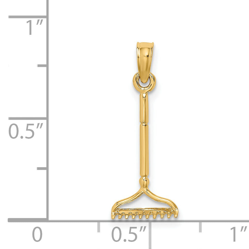 14K 3-D Landscape Rake Garden Tool Charm-K7322