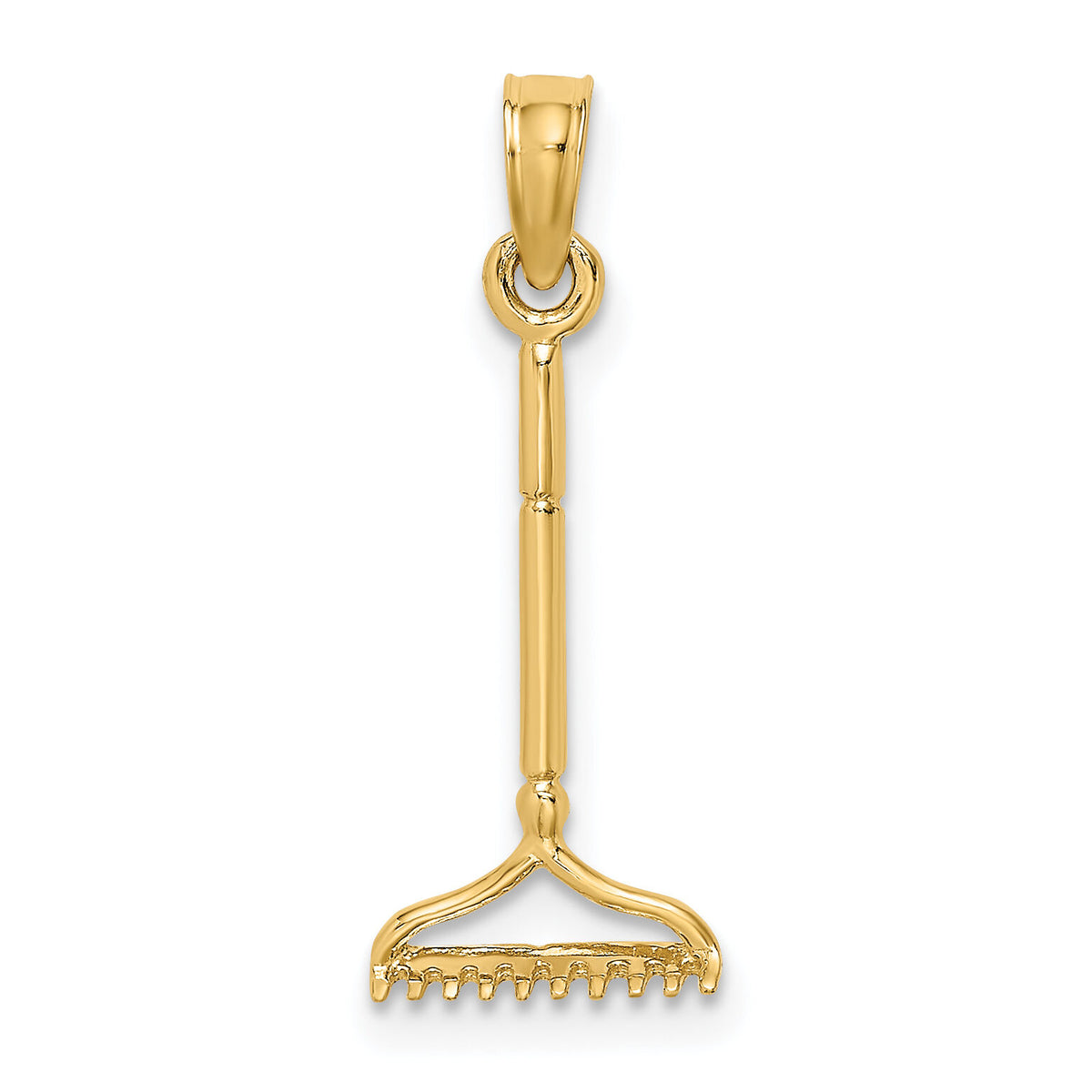 14K 3-D Landscape Rake Garden Tool Charm-K7322