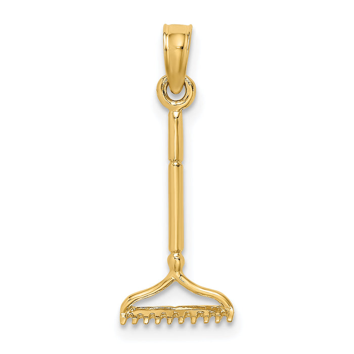 14K 3-D Landscape Rake Garden Tool Charm-K7322
