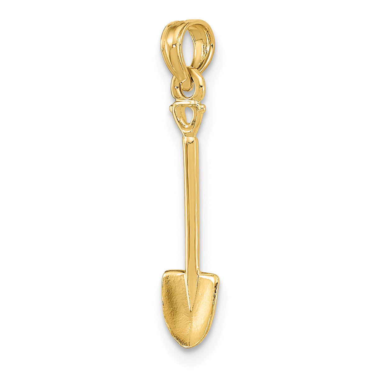 14K 3-D Polished Shovel Garden Tool Charm-K7323