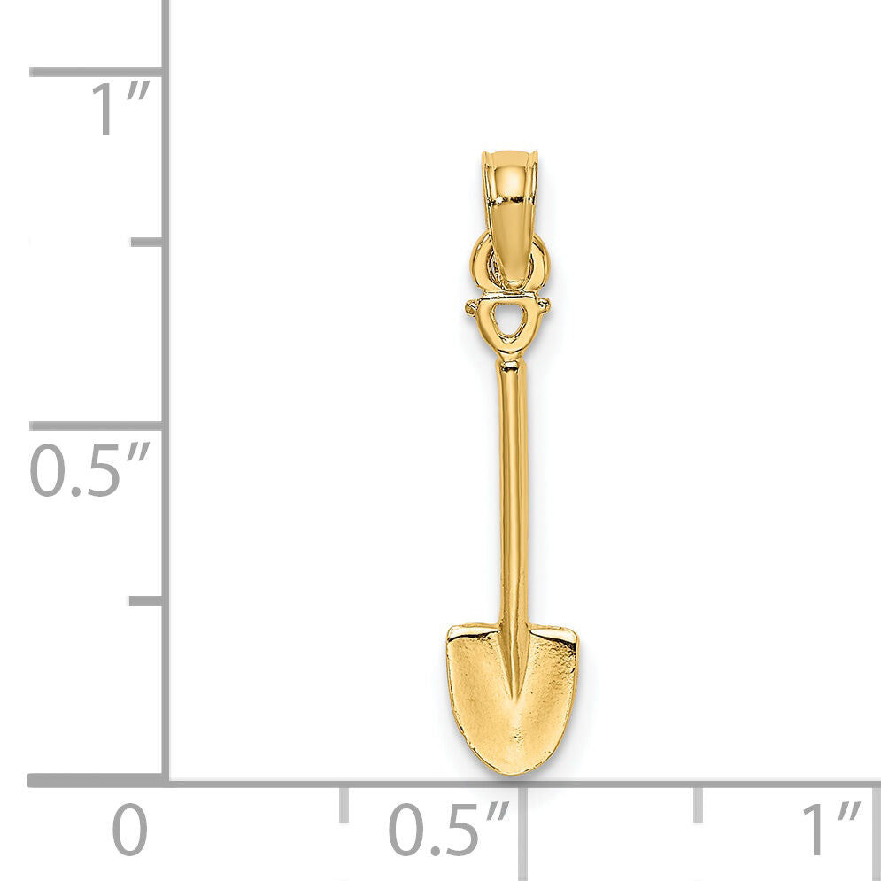 14K 3-D Polished Shovel Garden Tool Charm-K7323