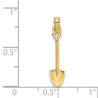 14K 3-D Polished Shovel Garden Tool Charm-K7323