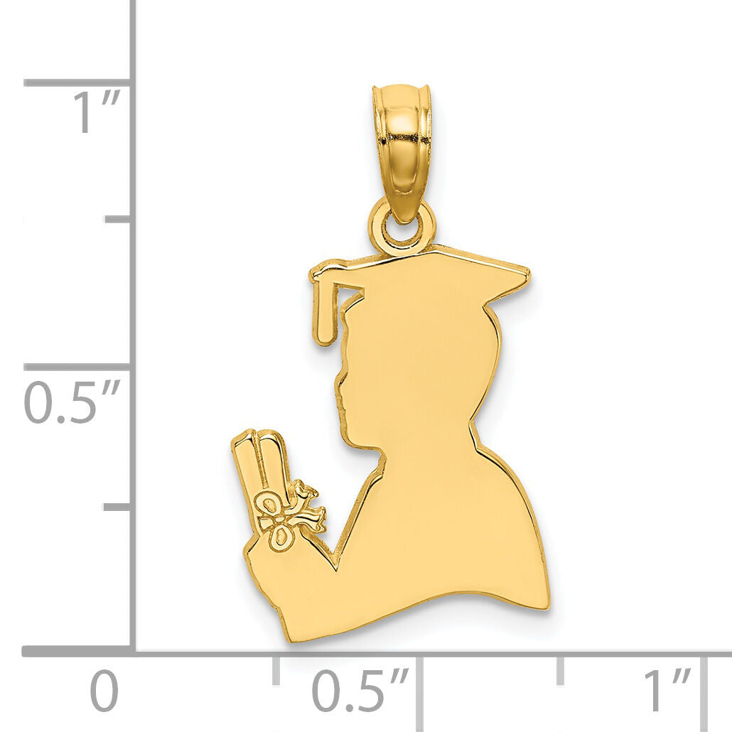 14K Polished Male Graduation Profile Charm-K7324