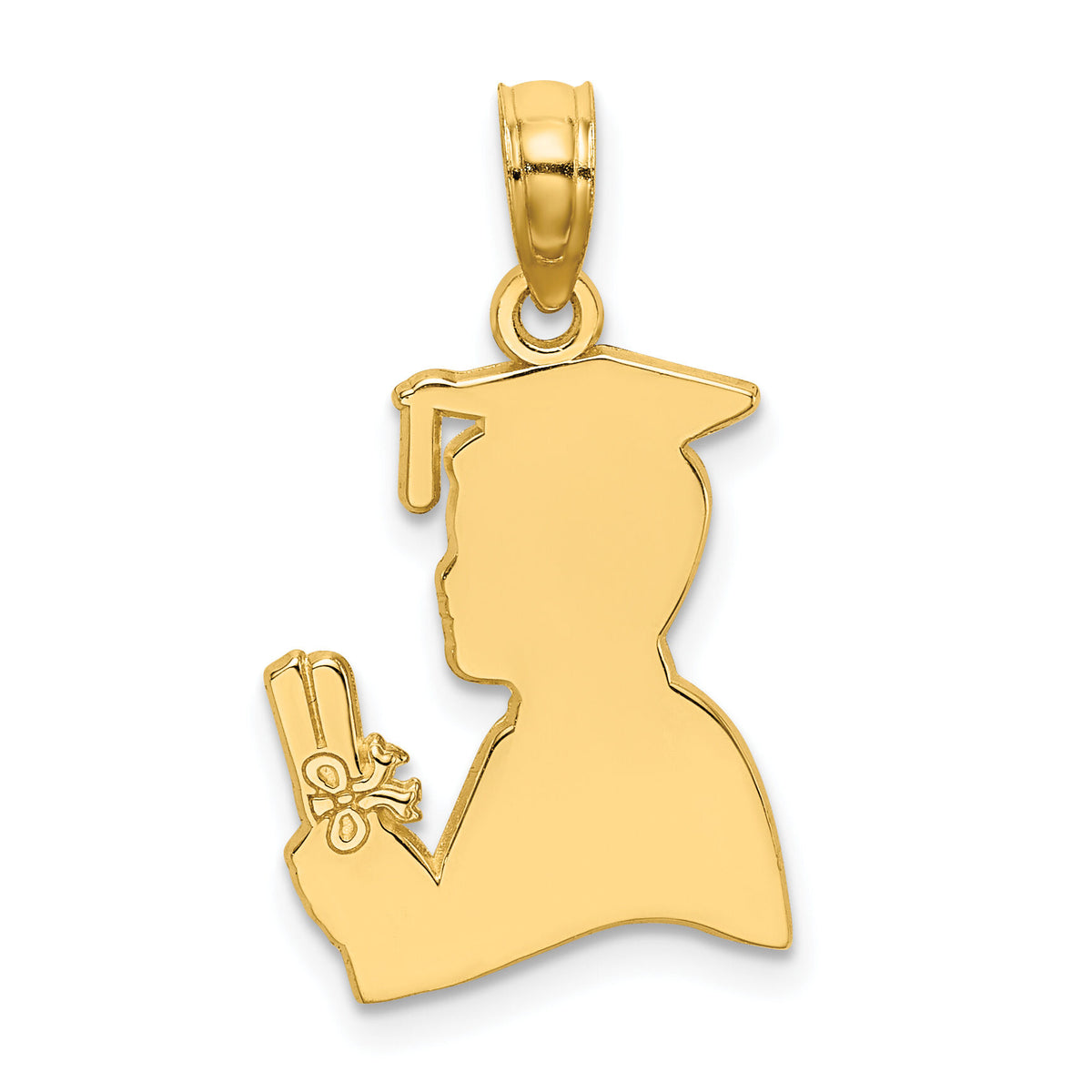 14K Polished Male Graduation Profile Charm-K7324