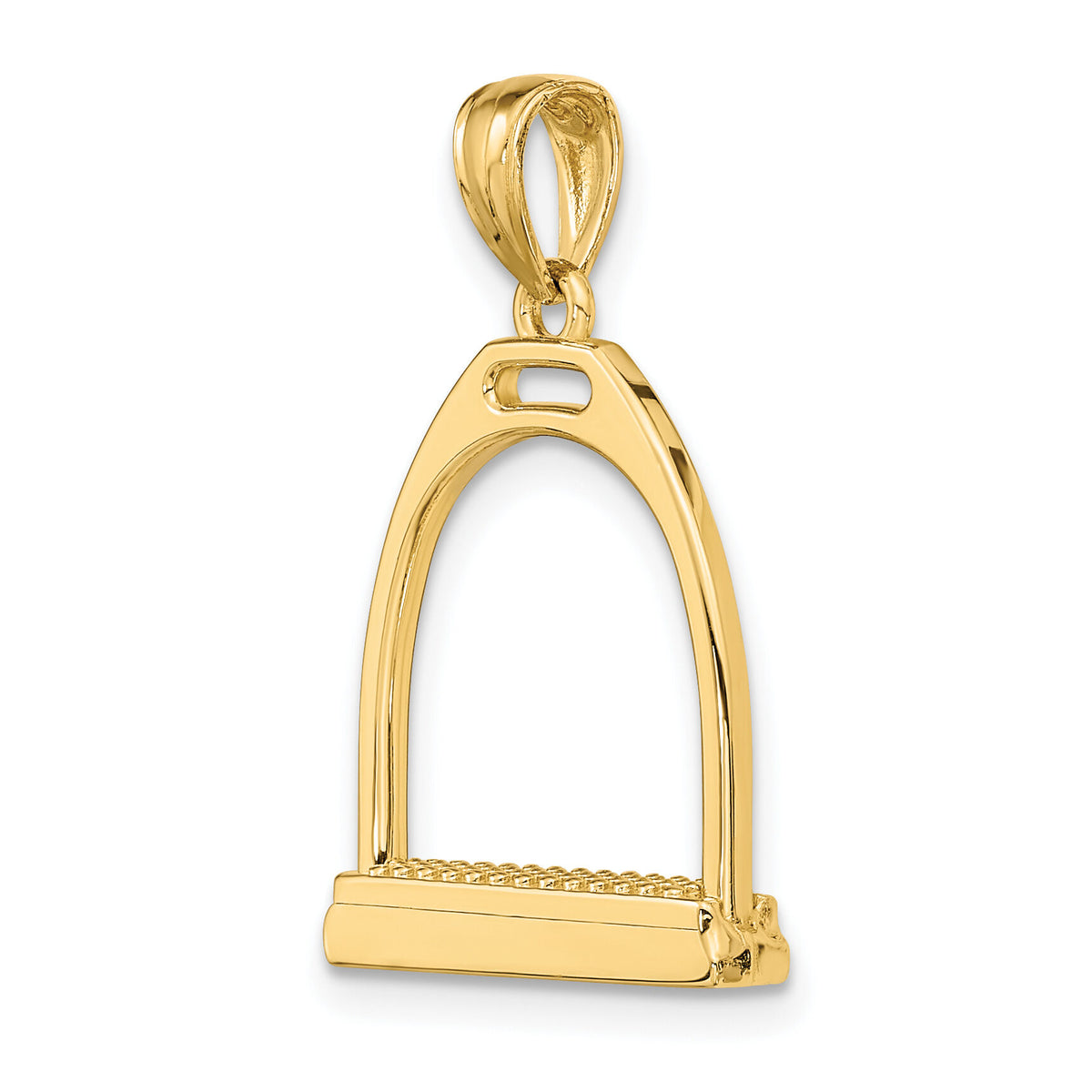 14K 3-D and Polished Large Horse Stirrup Charm-K7326