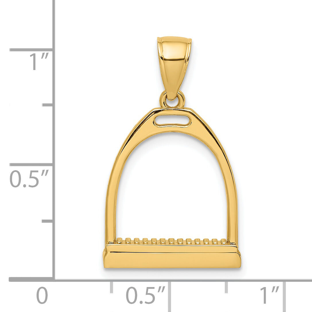 14K 3-D and Polished Large Horse Stirrup Charm-K7326