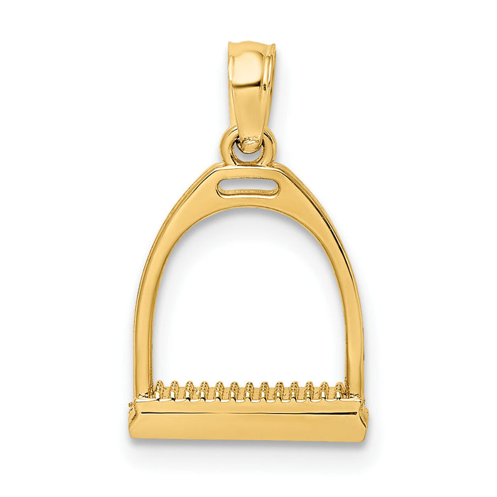14K 3-D Polish Small Horse Stirrup Charm-K7327