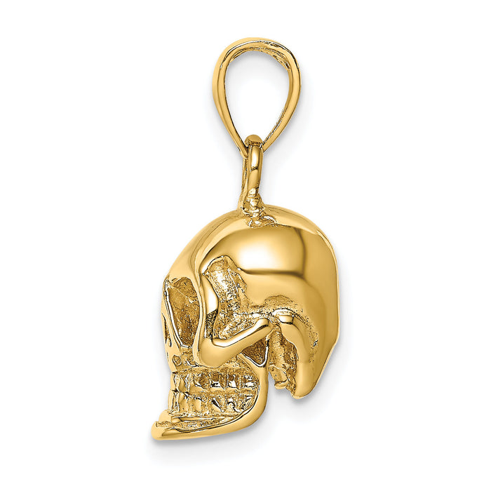 14K 3-D Polished Skull Pendant-K7328