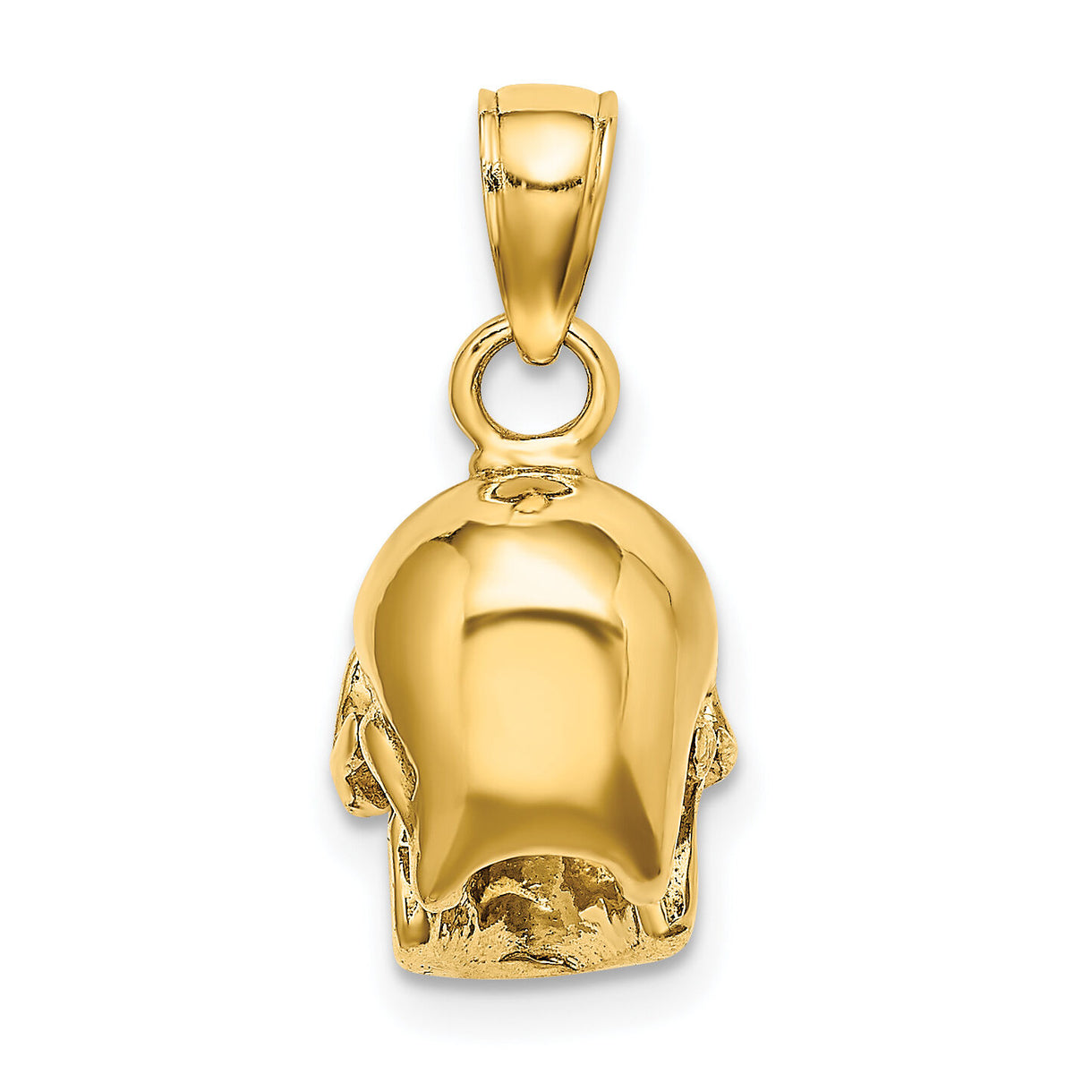 14K 3-D Polished Skull Pendant-K7328