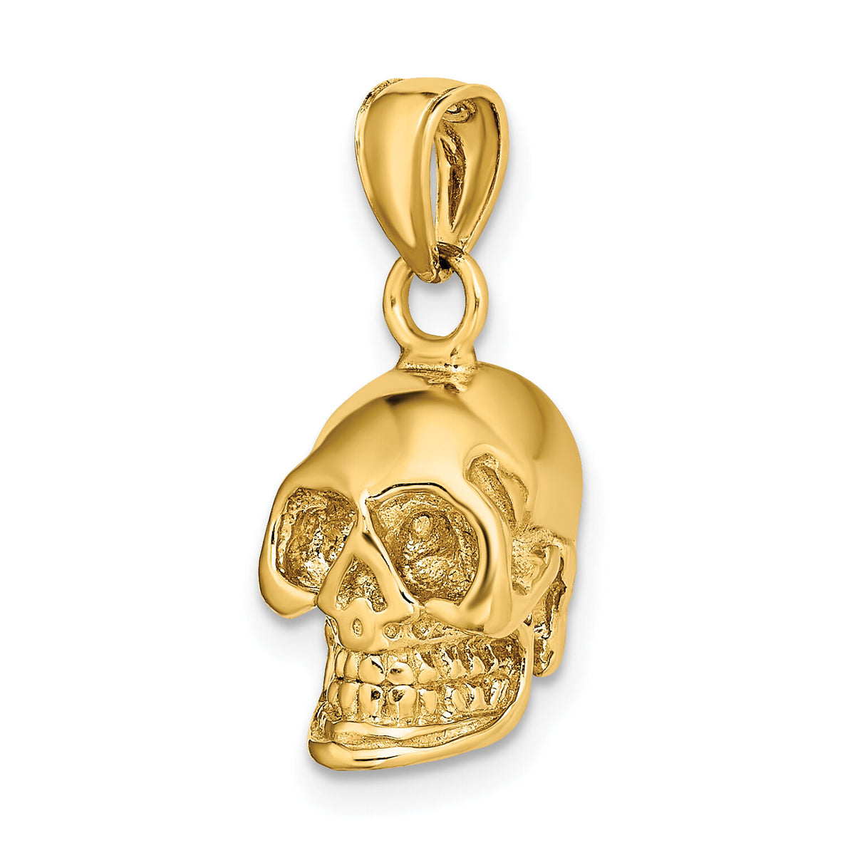 14K 3-D Polished Skull Pendant-K7328