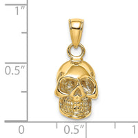 14K 3-D Polished Skull Pendant-K7328