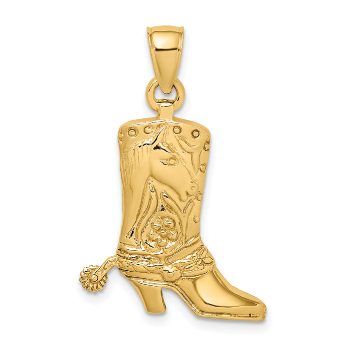 14K Cowboy Boot with Spur Charm-K7330