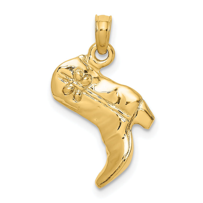 14K 3-D Cowboy Boot Charm-K7331