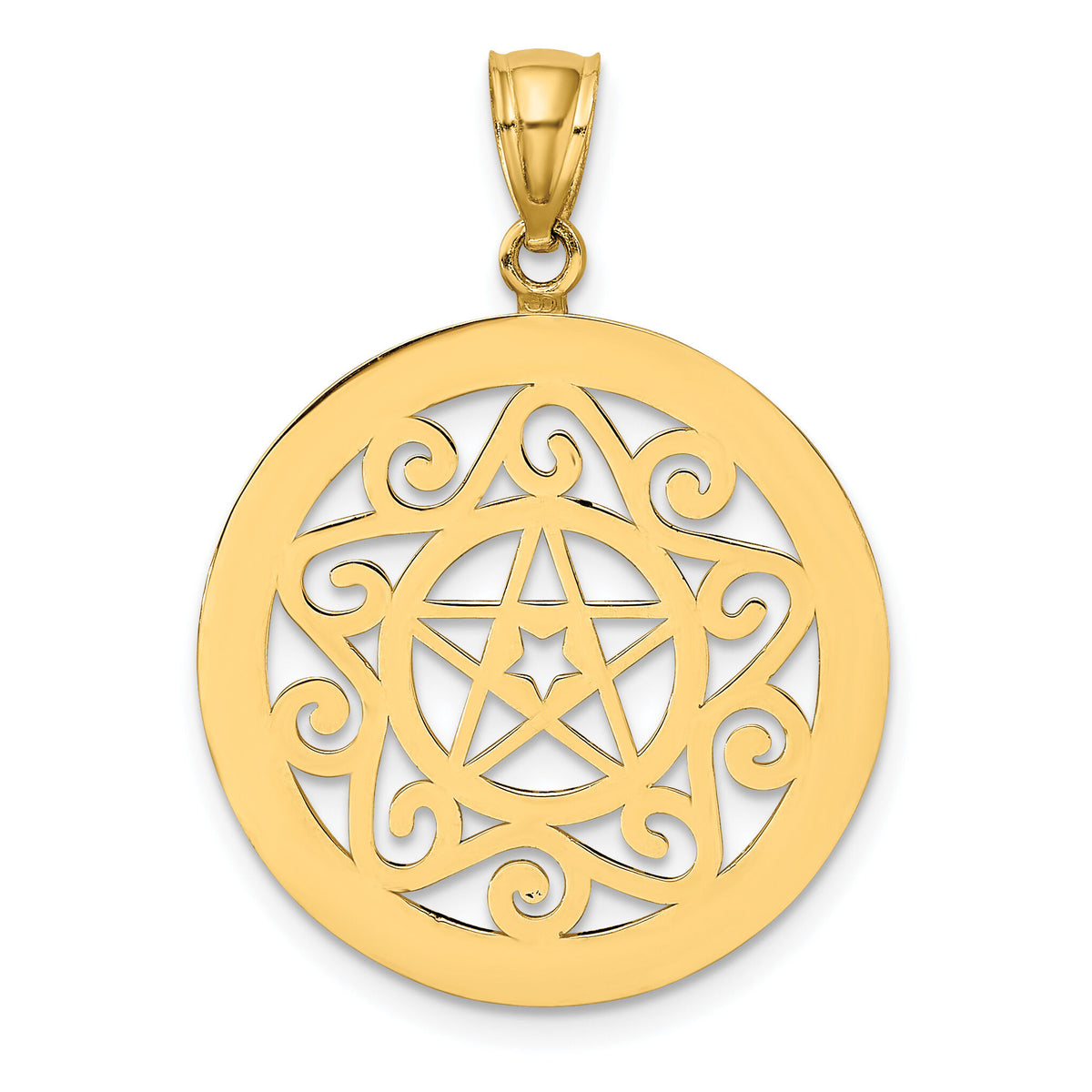 14K Tribal Star In Round Frame Charm-K7332
