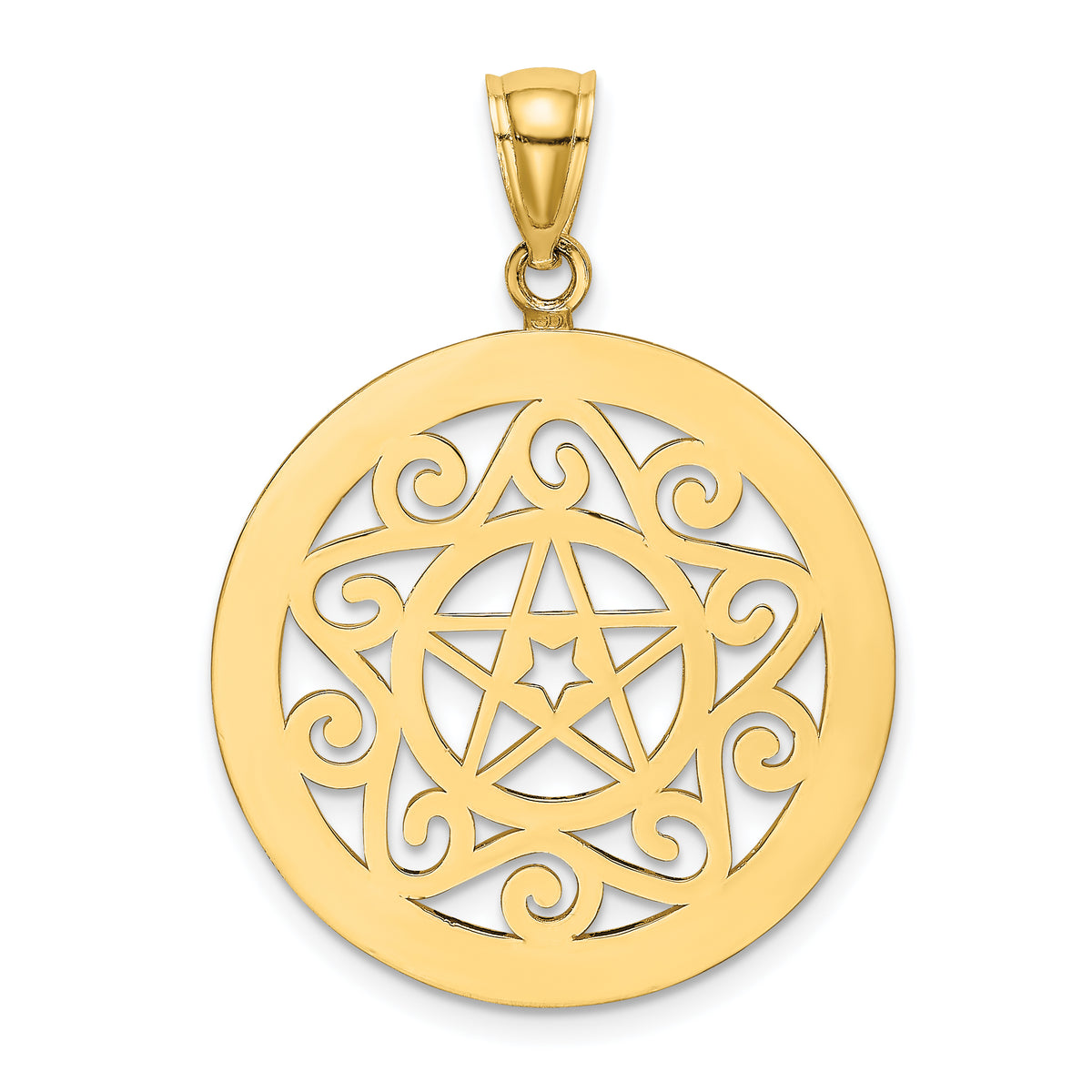 14K Tribal Star In Round Frame Charm-K7332