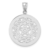 14K White Gold Tribal Star In Round Frame Charm-K7332W