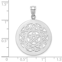 14K White Gold Tribal Star In Round Frame Charm-K7332W