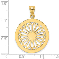 14K Retro Daisy In Round Frame Charm-K7333
