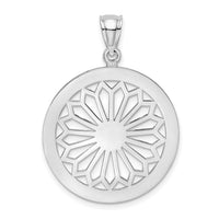14K White Gold Retro Daisy In Round Frame Charm-K7333W