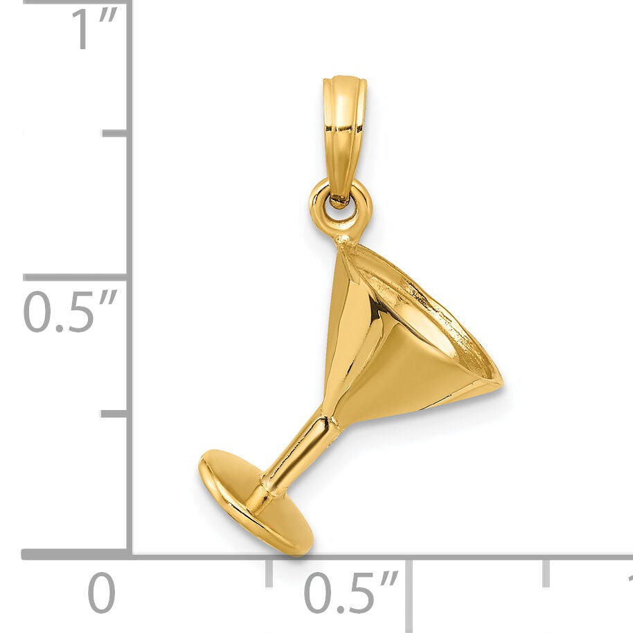 14K 3-D Polished Martini Glass Charm-K7338