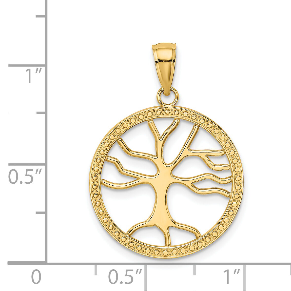 14K Large Tree Of Life In Round Frame Charm-K7341