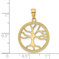 14K Large Tree Of Life In Round Frame Charm-K7341
