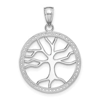 14K White Gold Large Tree Of Life In Round Frame Charm-K7341W