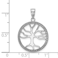 14K White Gold Large Tree Of Life In Round Frame Charm-K7341W