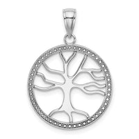 14K White Gold Large Tree Of Life In Round Frame Charm-K7341W