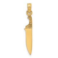 14K 3-D Polished Butcher Knife Charm-K7343